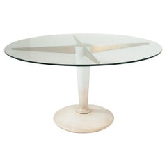 Mid-Century Modern Dining Table, Carrara Marble, Bronze and Glass, Italy, 1950s