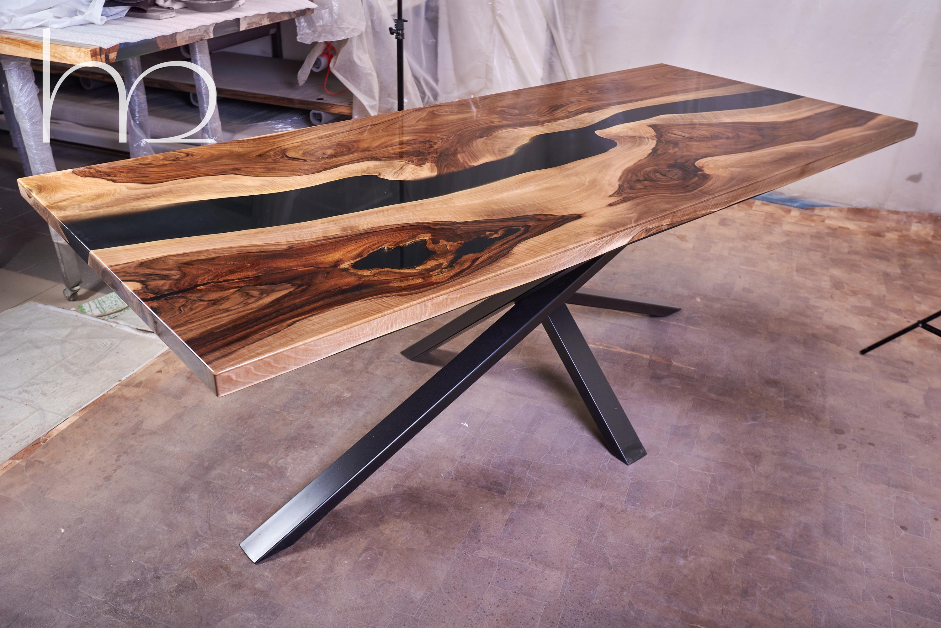 epoxy walnut table