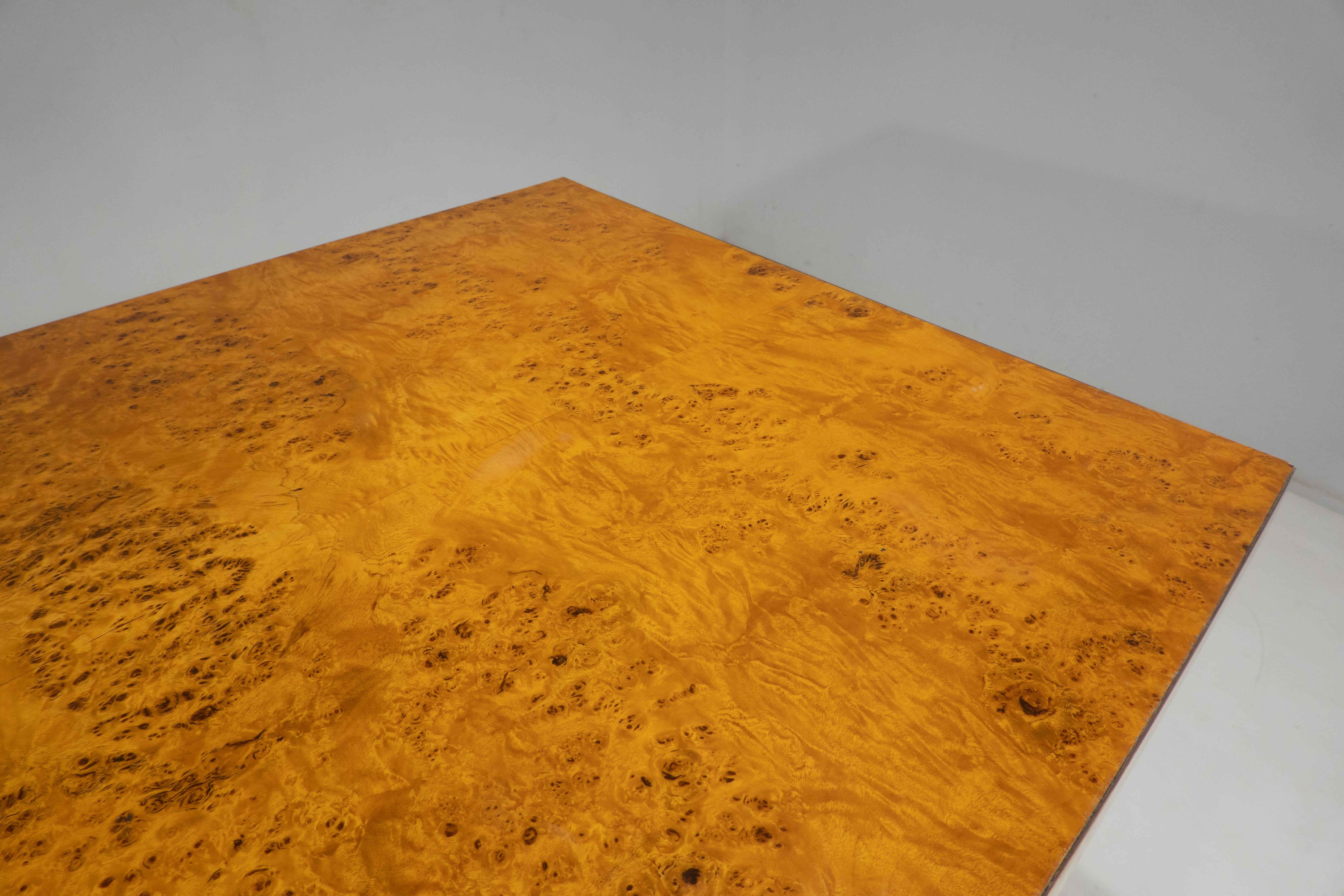 Mid-Century Modern Dining Table in the Style of Willy Rizzo, Ash Burl, Italy For Sale 3