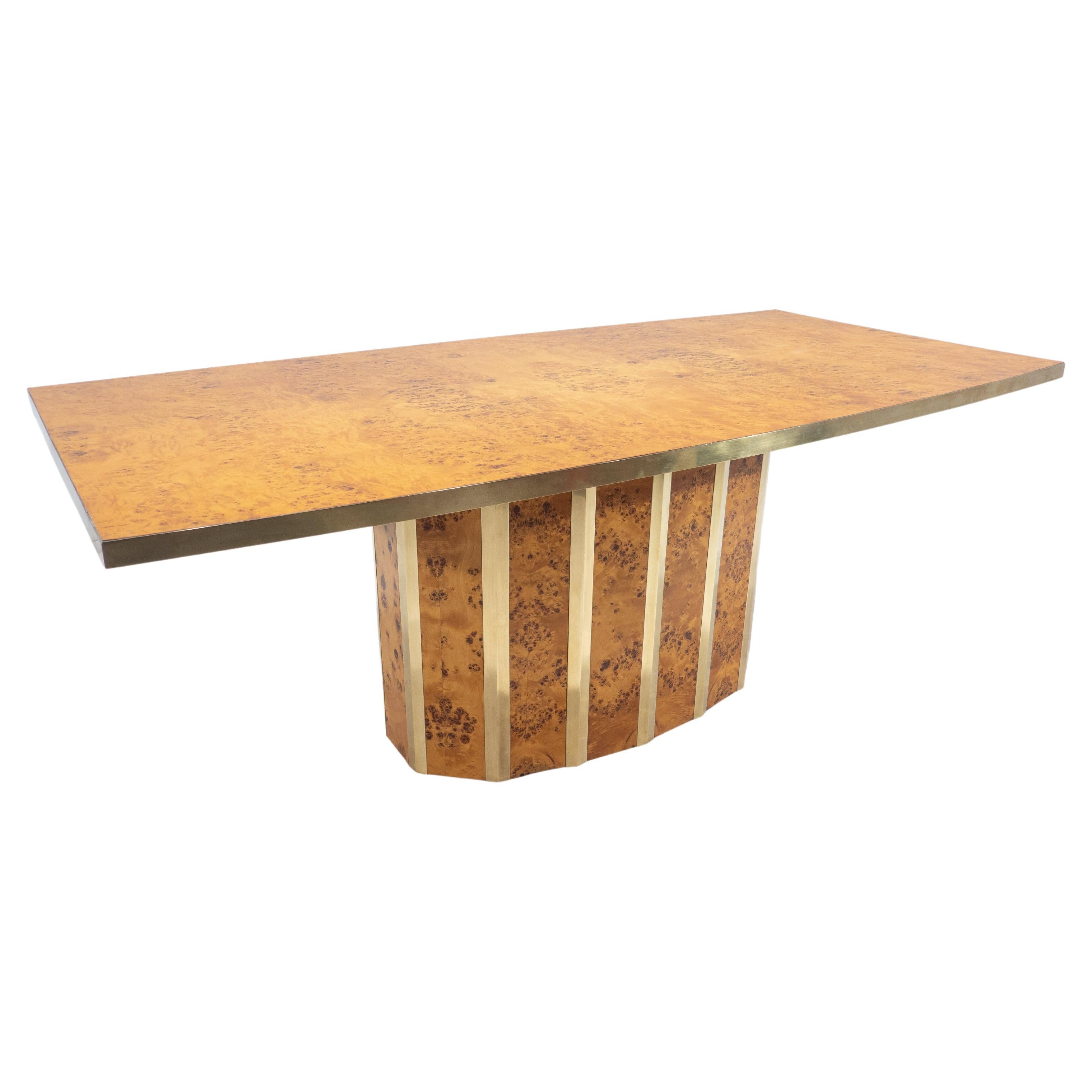 Mid-Century Modern Dining Table in the Style of Willy Rizzo, Ash Burl, Italy For Sale