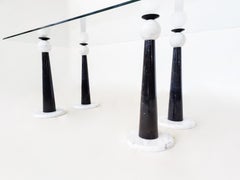 Mid-Century Modern Dining Table, Marble and Glass, Italy, 1980s