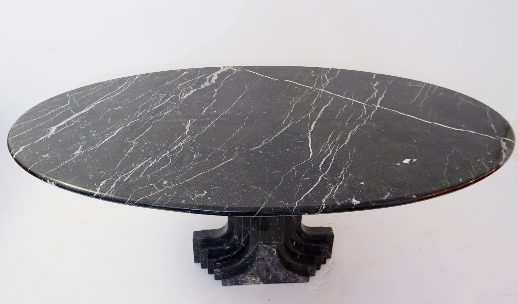 Italian Mid-Century Modern Dining Table 'Samo' by Carlo Scarpa, Black Marble, Italy 