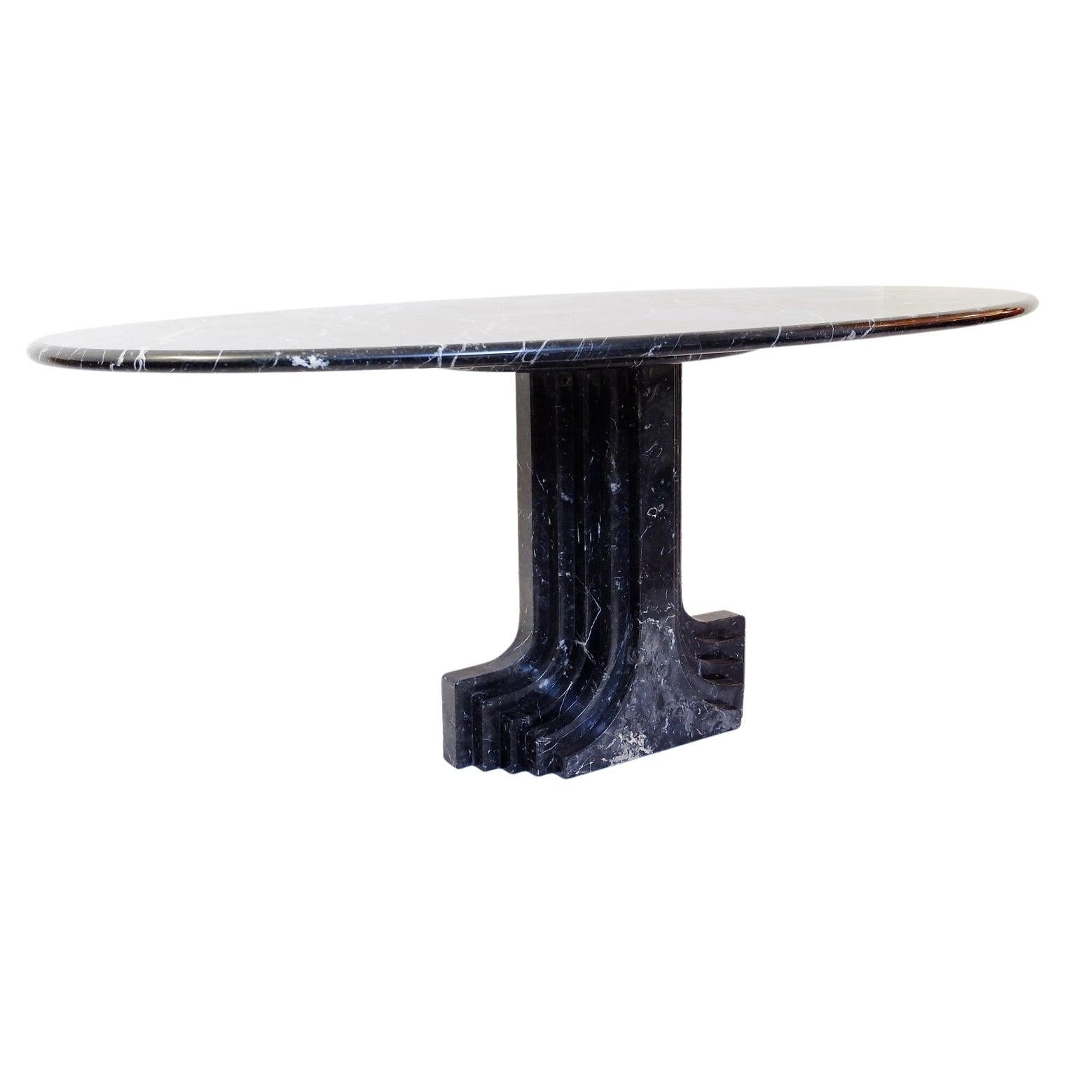 Mid-Century Modern Dining Table 'Samo' by Carlo Scarpa, Black Marble, Italy 