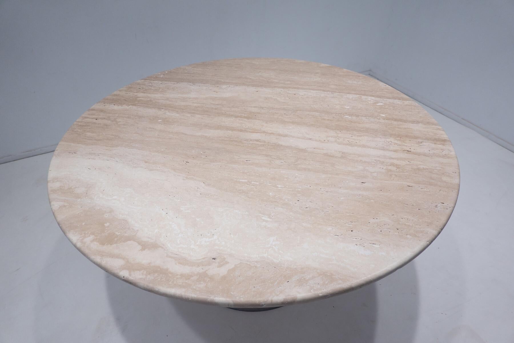 Mid-Century Modern Dining Table, Travertine and Metal, Italy, 1960s, 2 Available In Good Condition For Sale In Brussels, BE