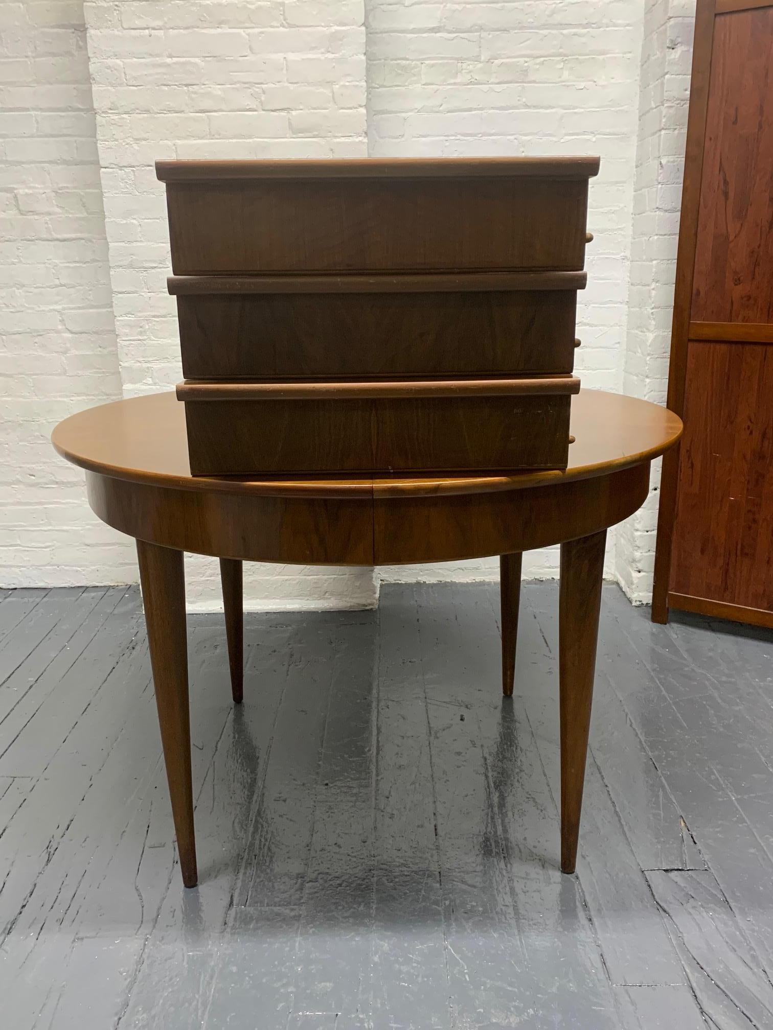 German Mid-Century Modern Dining Table with Three Extension Leaves