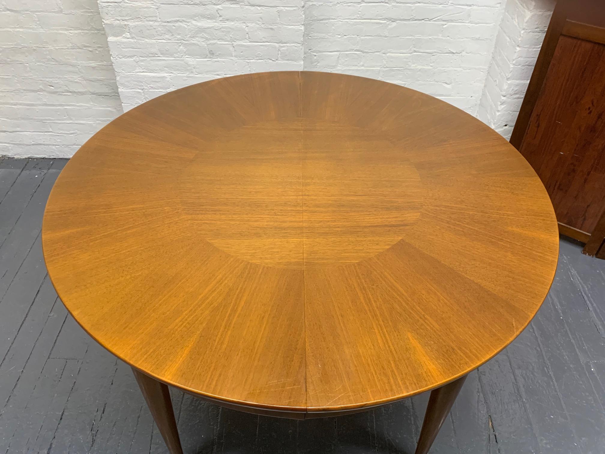 Walnut Mid-Century Modern Dining Table with Three Extension Leaves