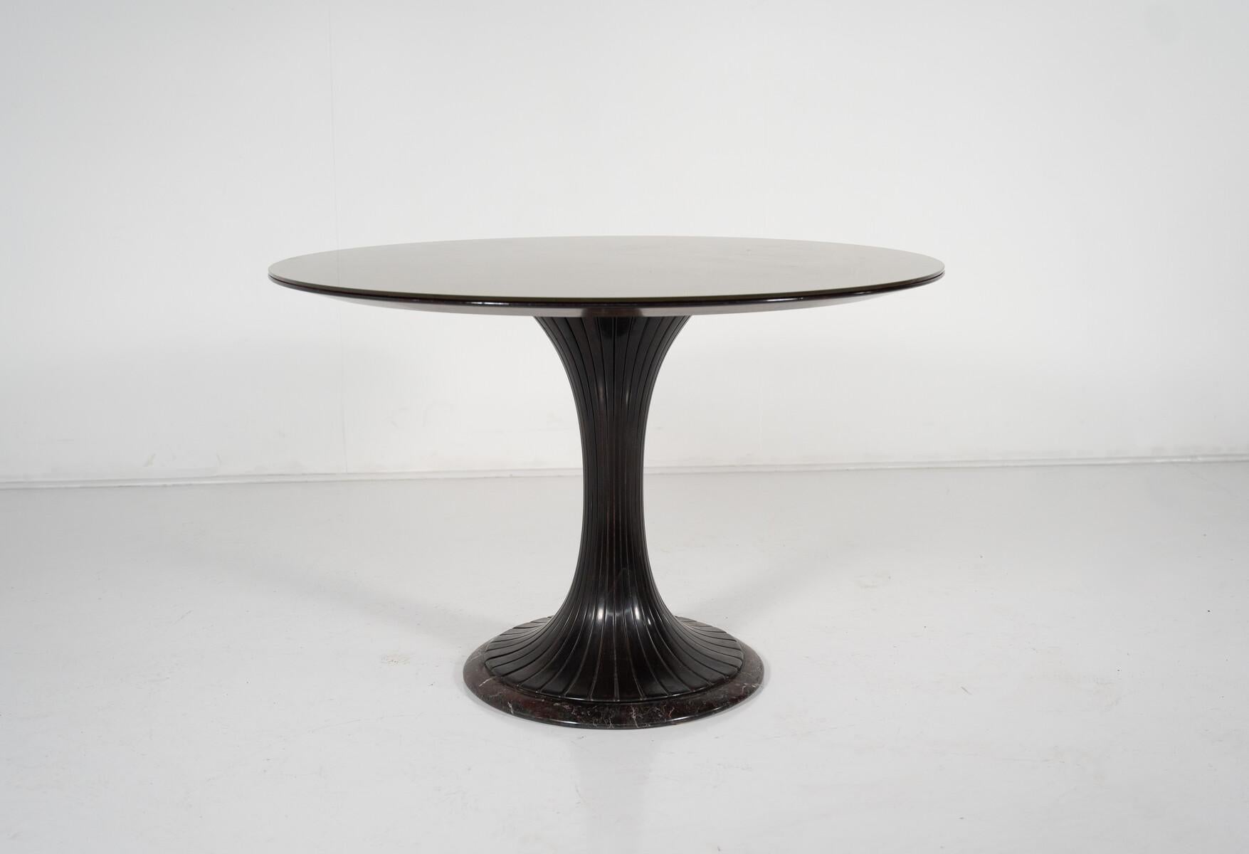 Mid-Century Modern Dining Table, Wood and Marble, 1960s