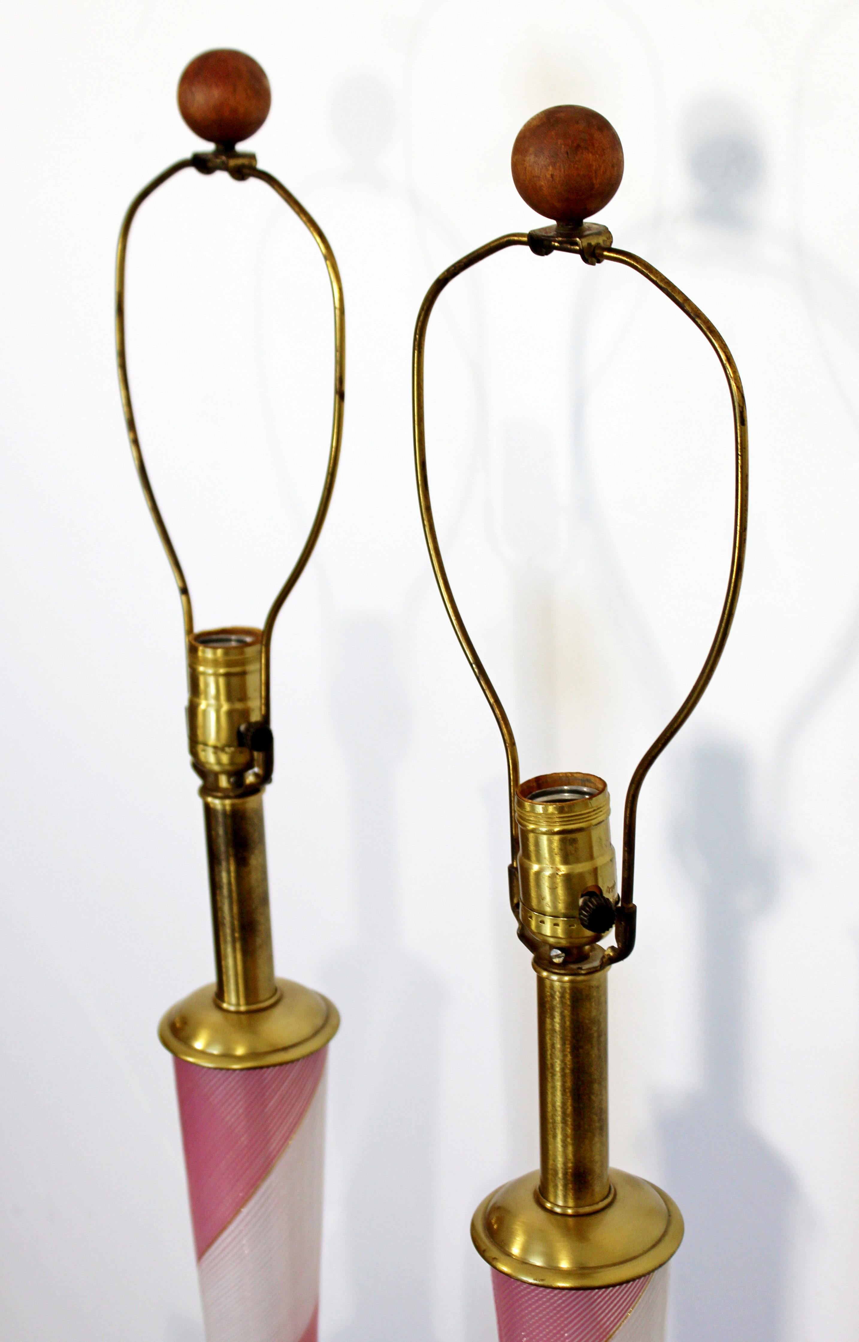 Mid-Century Modern Dino Martens Murano Marbro Pair Pink Glass Table Lamps, 1970s 1
