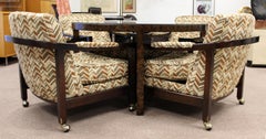 Mid-Century Modern Directional Game Dinette Set Table 4 Armchairs Evans Era