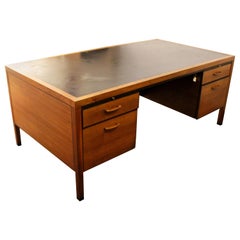 Mid-Century Modern Directional Leather Topped 4-Drawer Executive Desk, 1960s