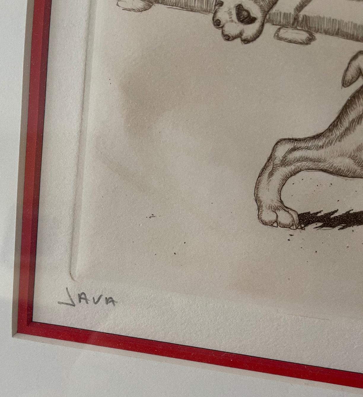 Mid-Century Modern Dirty Dogs of Paris Signed and Titled Etching La Java In Excellent Condition In Montreal, QC