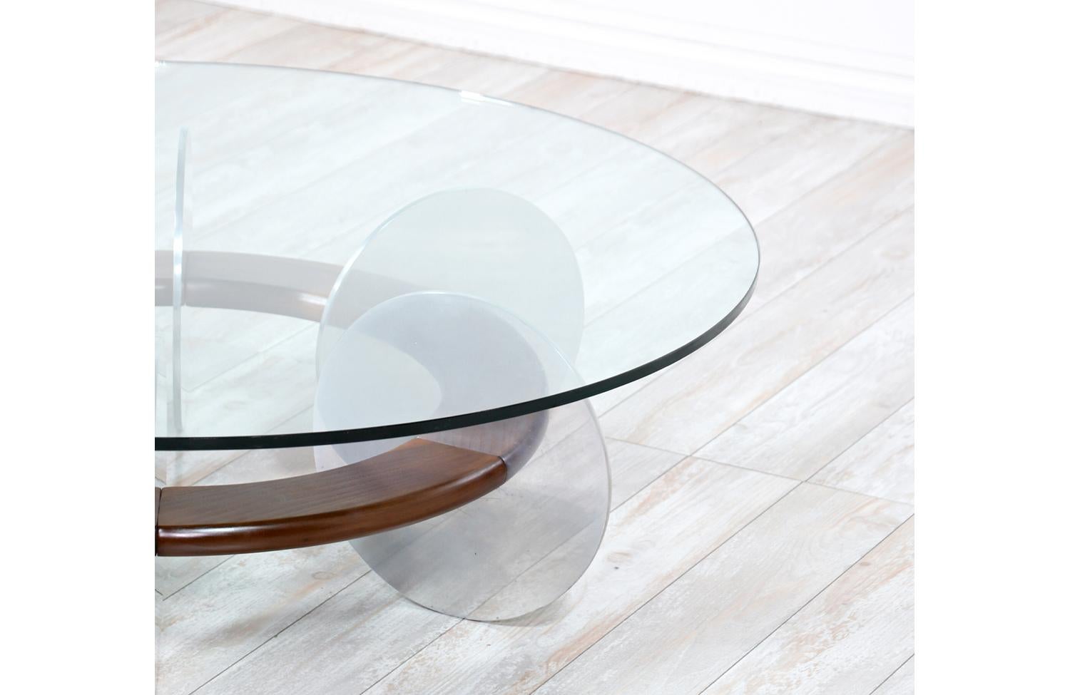 Mid-Century Modern Disc Style Aluminum & Walnut Coffee Table 1