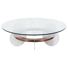 Mid-Century Modern Disc Style Aluminum & Walnut Coffee Table