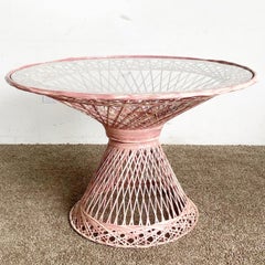 Mid Century Modern Distressed Pink Spun Fiberglass Dining Set With Planter