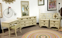 Mid-Century Modern Dixie Shangri La Bedroom Set Dresser Headboard Nightstands