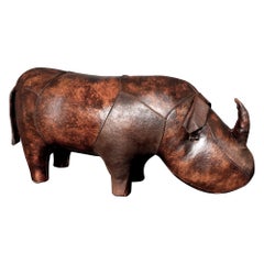 Vintage Mid-century Modern Dmitri Leather Rhino Footstall