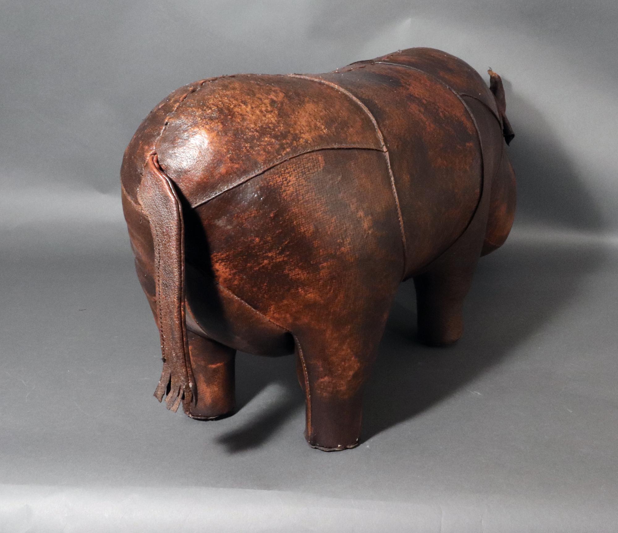 Mid-century Modern Dmitri Leather Rhino Footstall For Sale 2