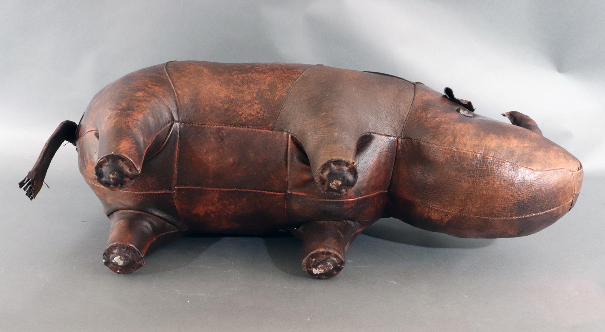 Mid-century Modern Dmitri Leather Rhino Footstall For Sale 3