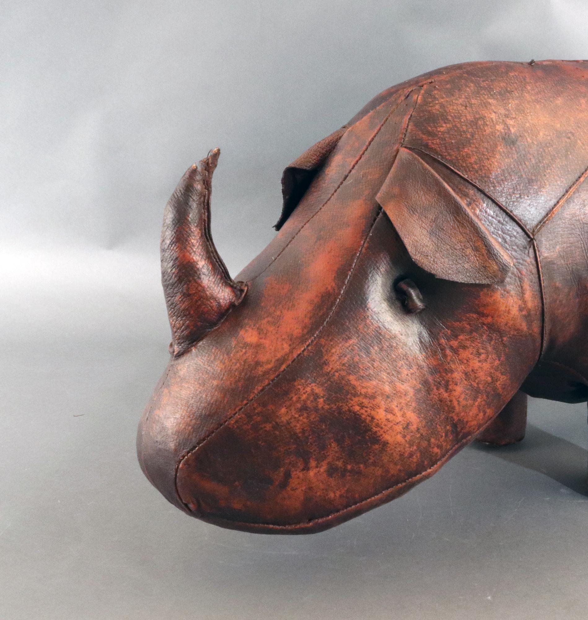 Mid-Century Modern Mid-century Modern Dmitri Leather Rhino Footstall For Sale