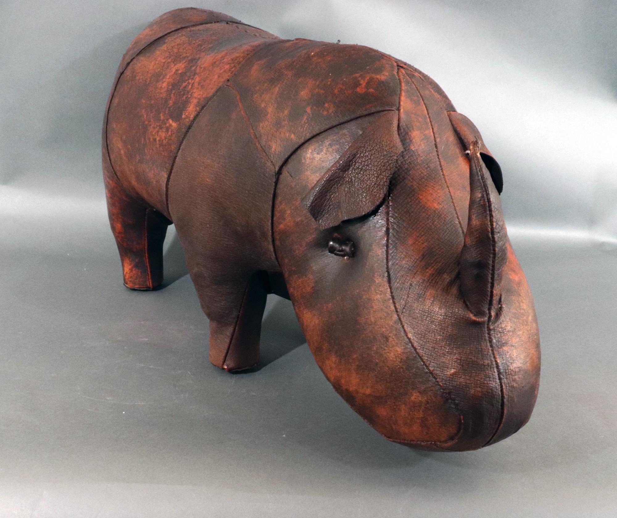 Mid-20th Century Mid-century Modern Dmitri Leather Rhino Footstall For Sale