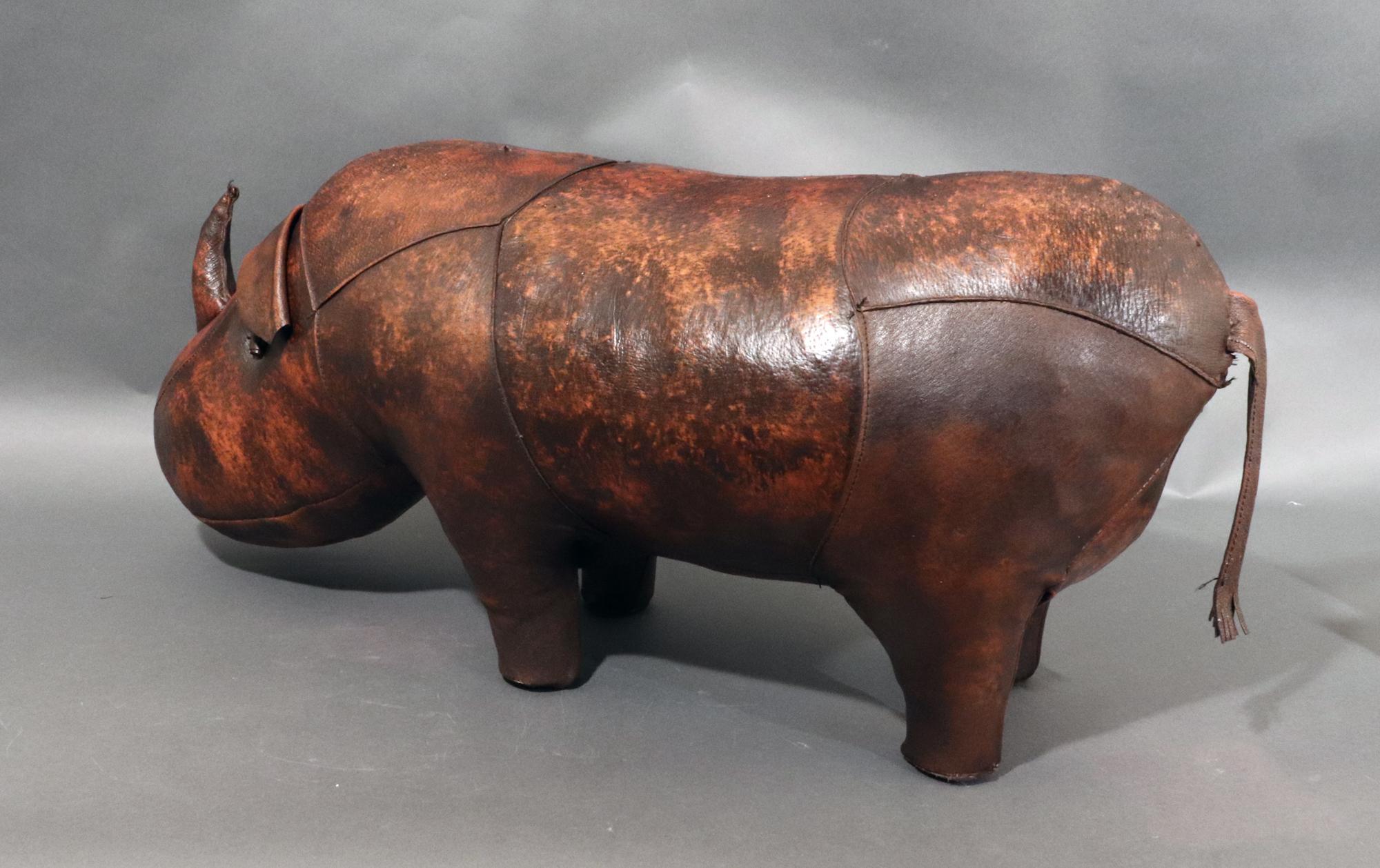 Mid-century Modern Dmitri Leather Rhino Footstall For Sale 1