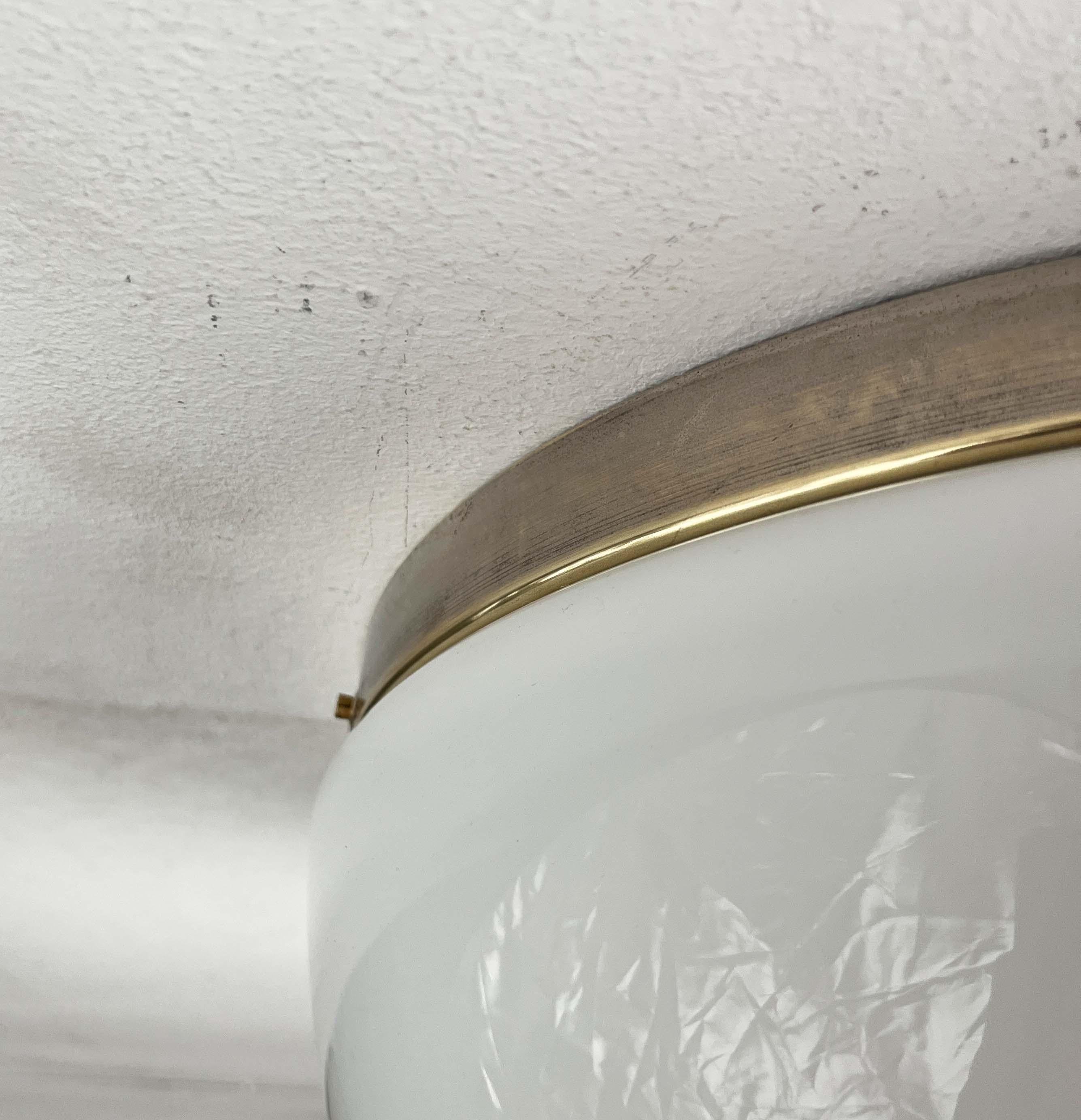 Metallo Mid-Century Modern Dome Flush Mount from Finland in the Style of Paavo Tynell in vendita