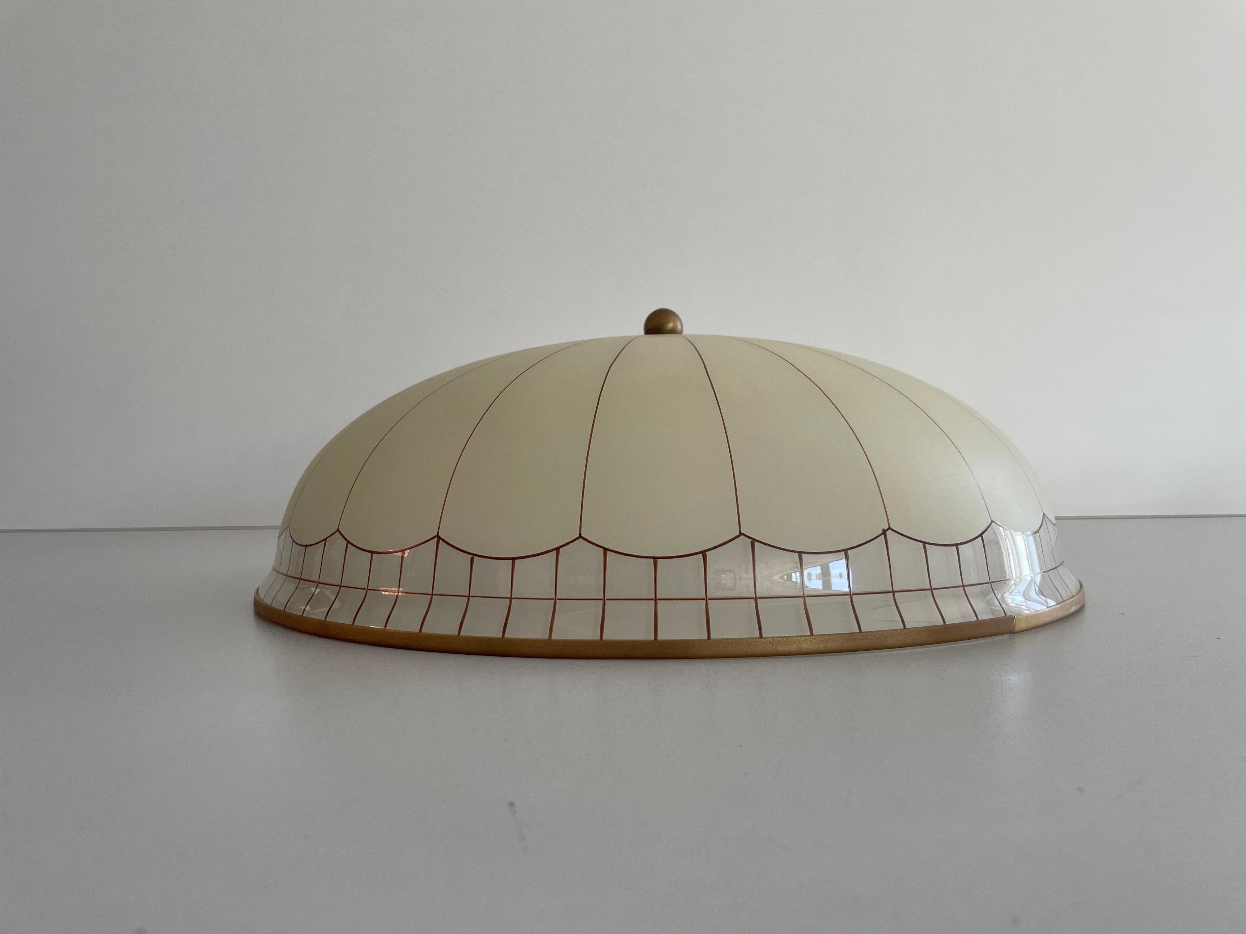 Art Deco Mid-century Modern Dome-shaped Glass Flush Mount Light by Doria, 1960s, Germany For Sale