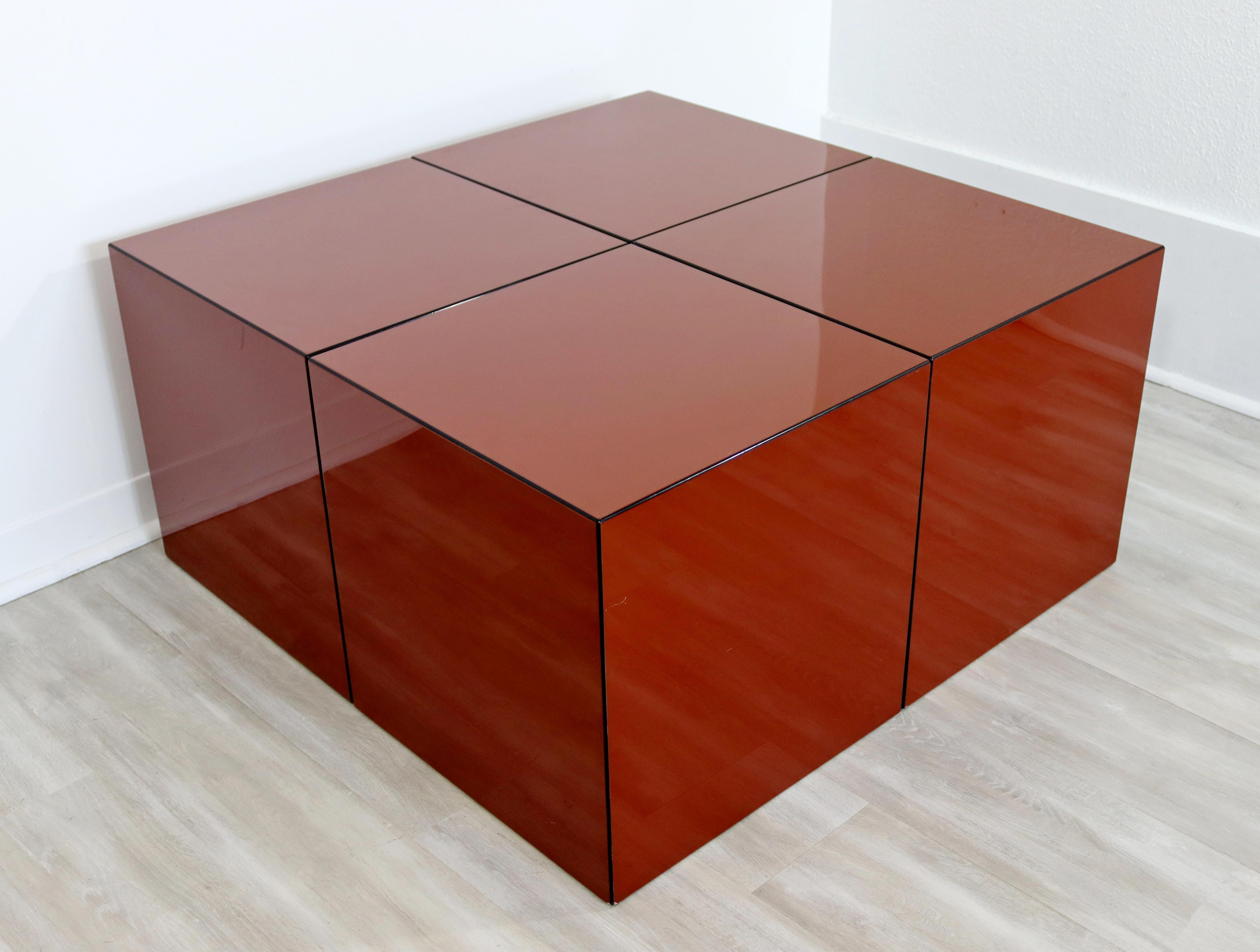 Wood Mid Century Modern Domino Acrylic Modular Table Wichers & Blomberg Rosenthal 70s