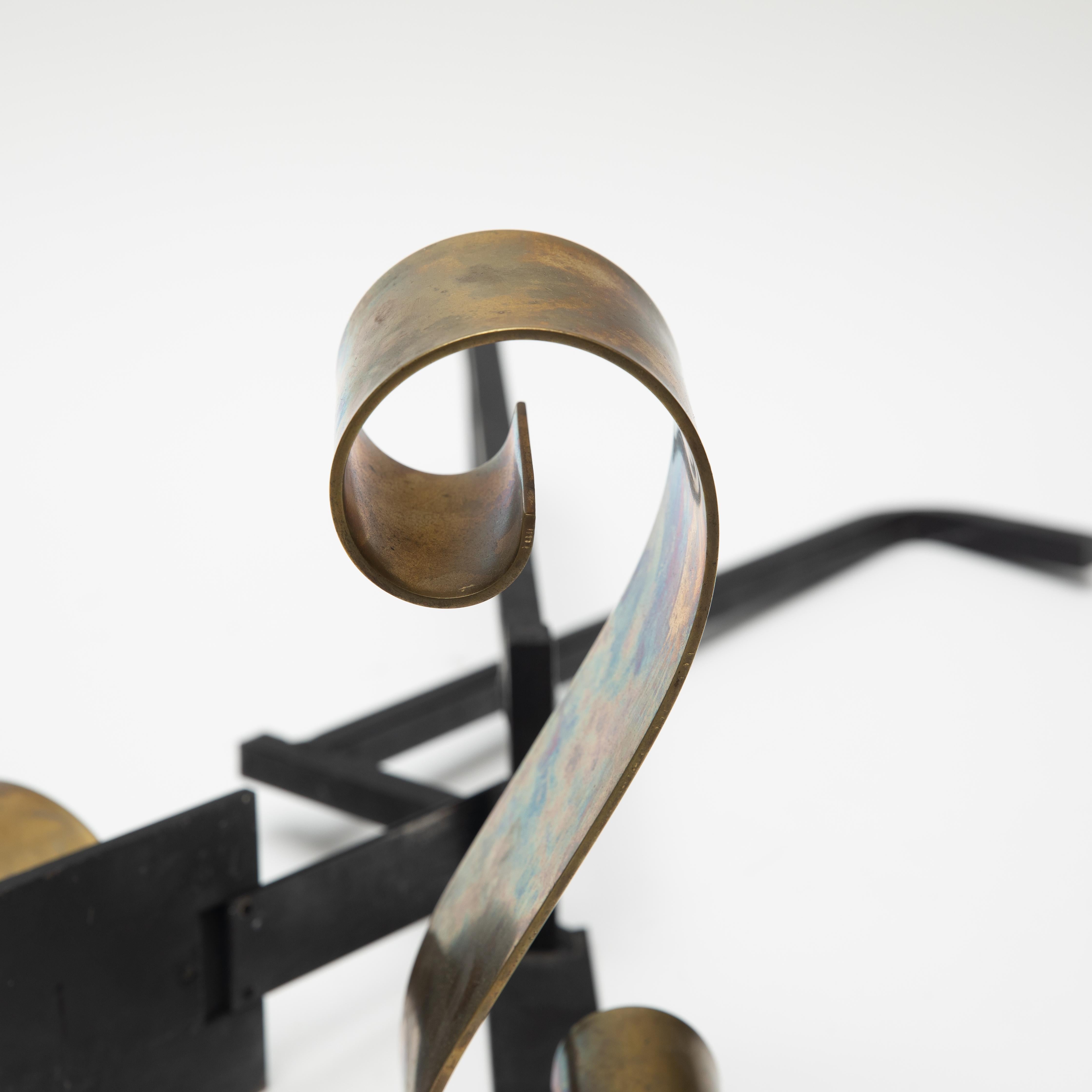 Mid-20th Century Mid-Century Modern Donald Deskey Brass and Iron Andiron Set