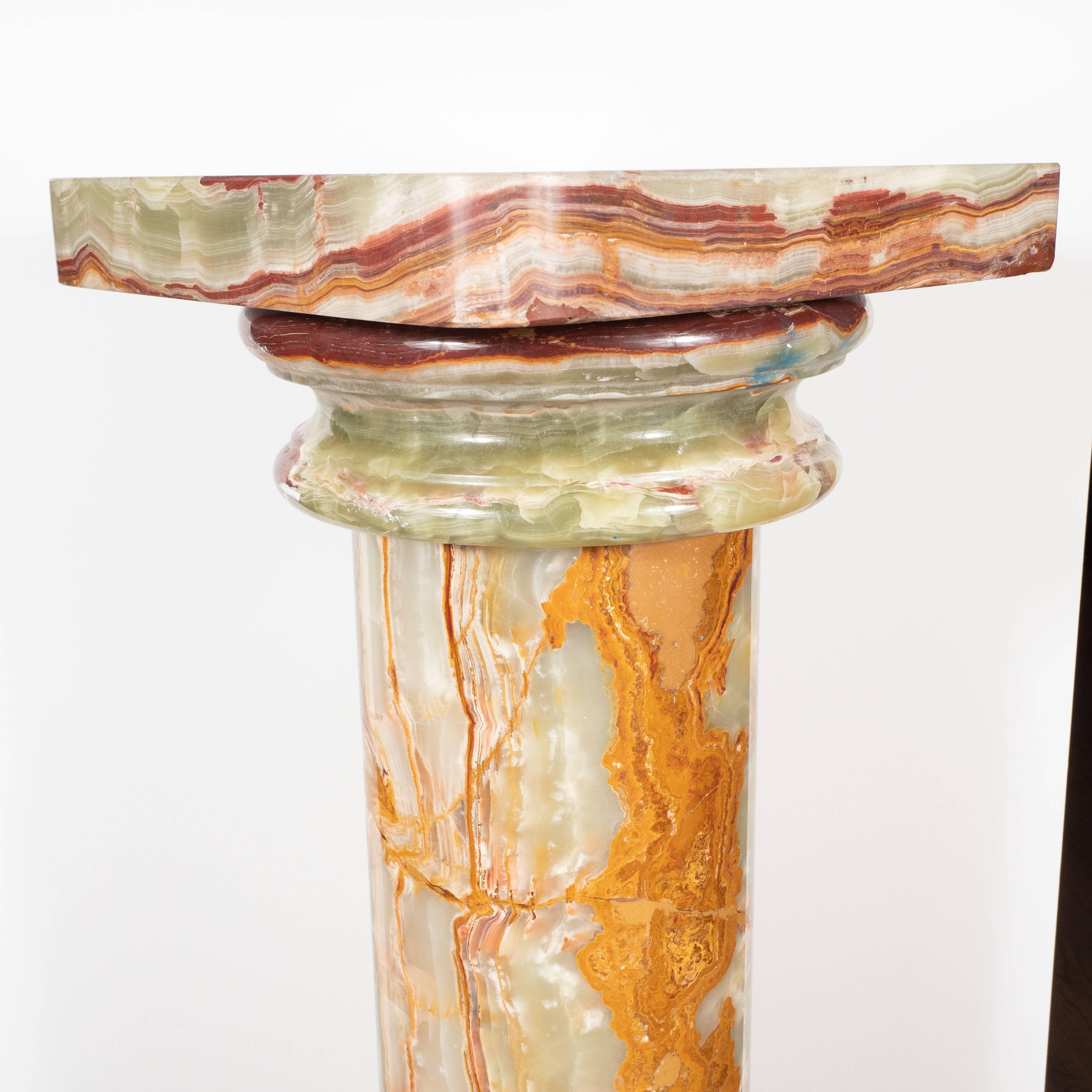Mid-Century Modern Doric Column Pedestal in Variegated Italian Marble 6