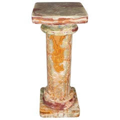 Mid-Century Modern Doric Column Pedestal in Variegated Italian Marble