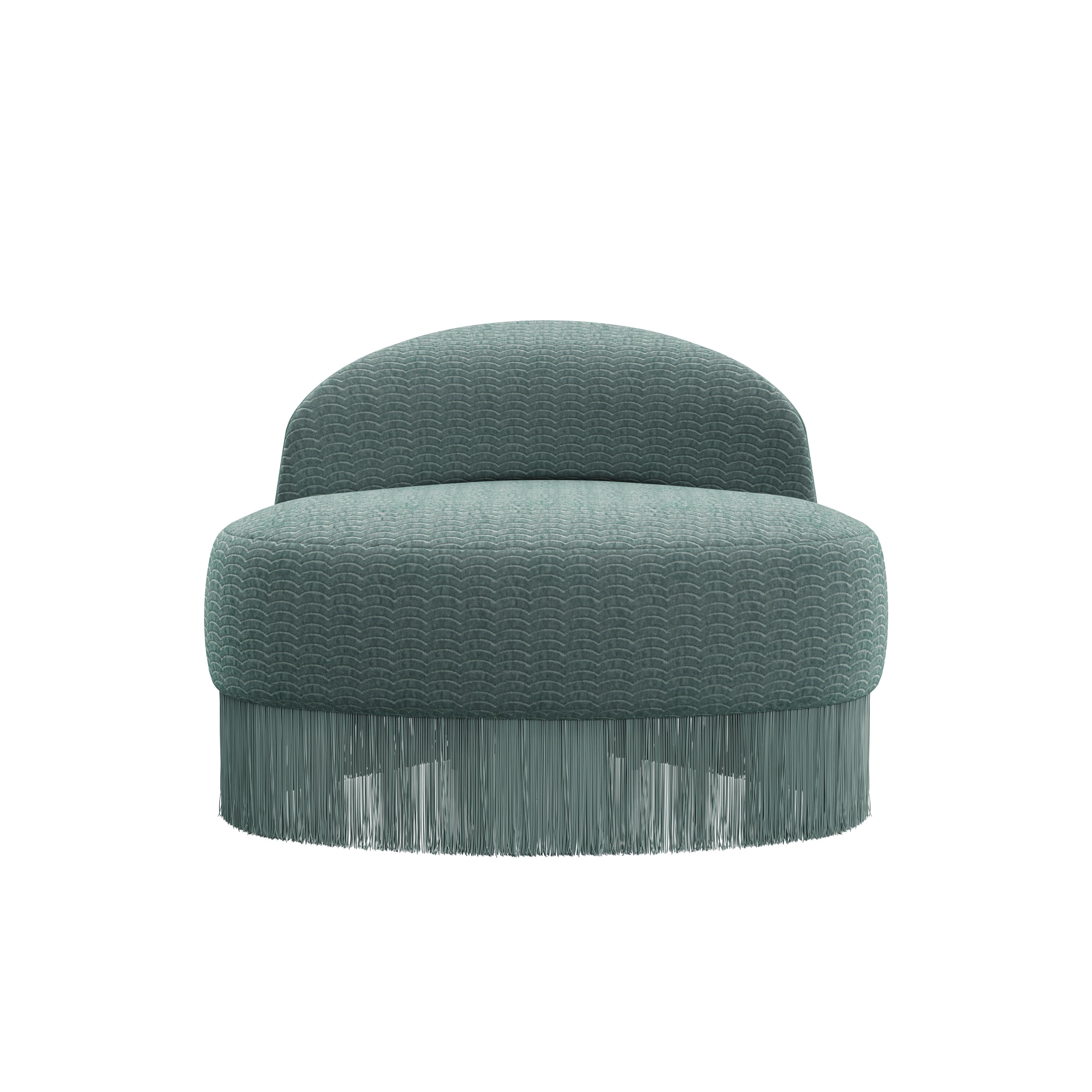 Mid-Century Modern Doris Sessel Jacquard Samt Tricotine Fransen im Angebot 4