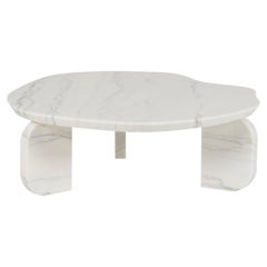 Mid-Century Modern Dornes Coffee Table, Polished Calacatta, Handmade Greenapple
