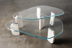 Mid-Century Modern Dornes Nesting Couchtisch Set/2, Glas, Marmor, Greenapple