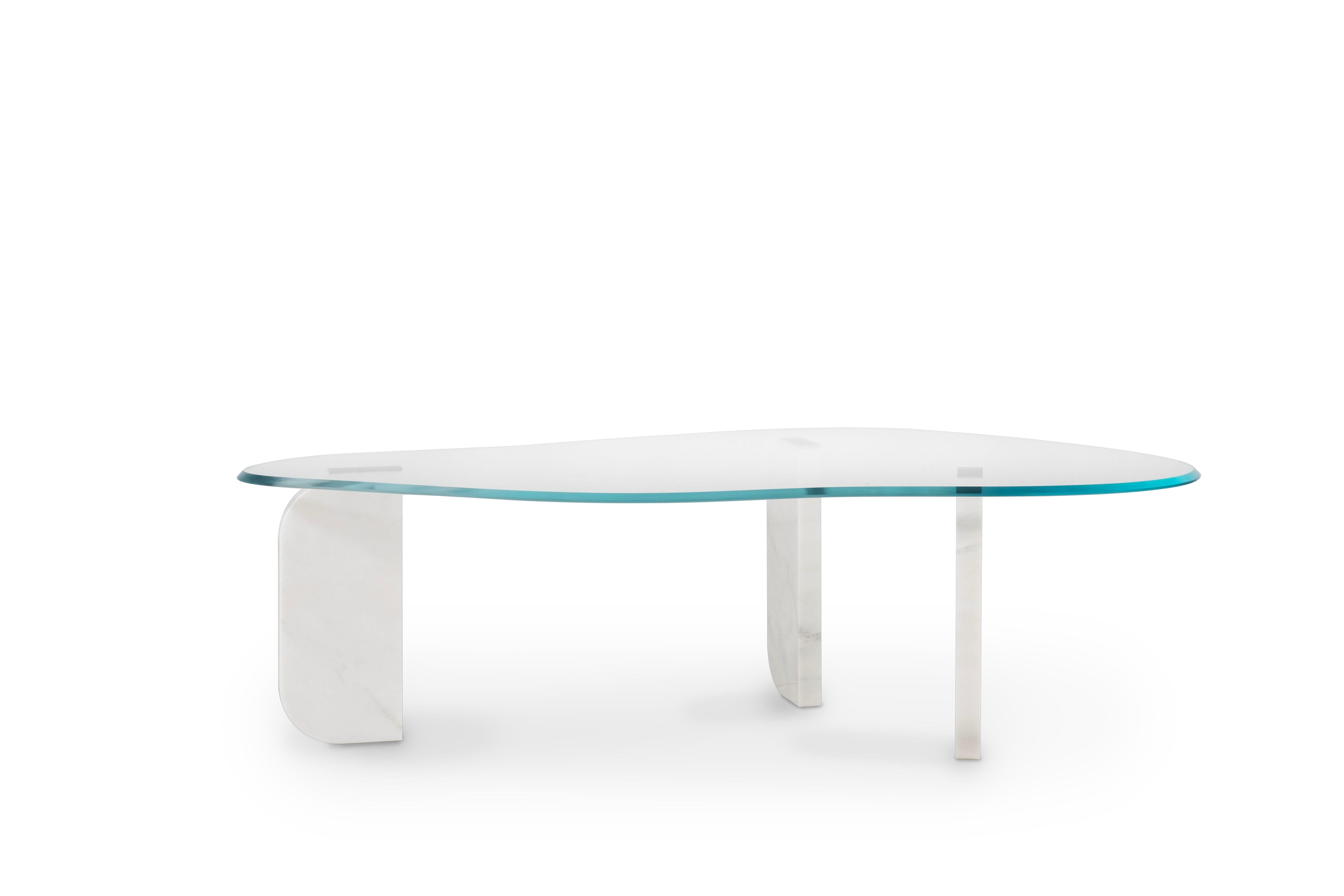 Portugais Table basse gigogne du milieu du siècle Dornes Set/2, verre, marbre, Greenapple en vente