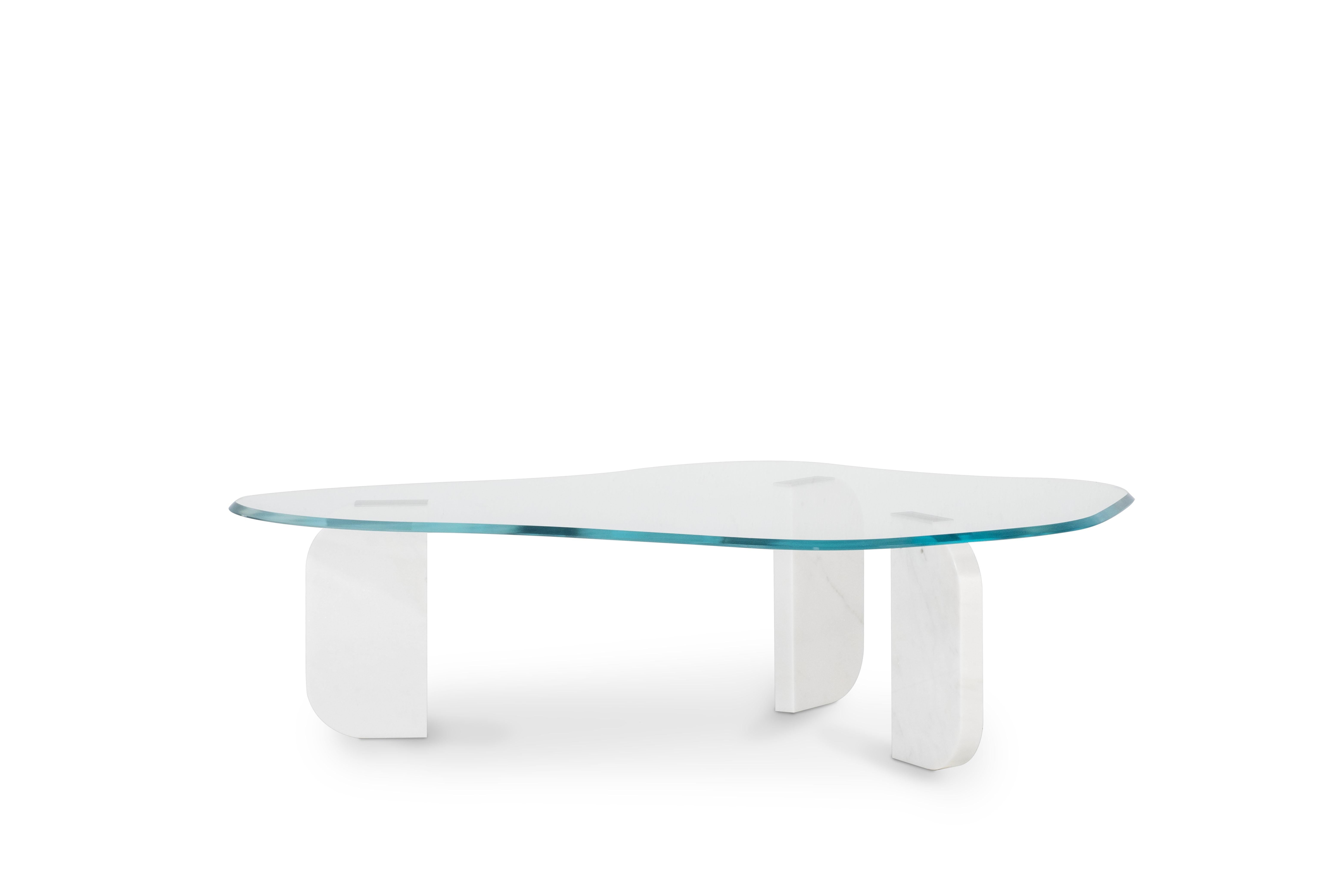 Bruni Table basse gigogne du milieu du siècle Dornes Set/2, verre, marbre, Greenapple en vente