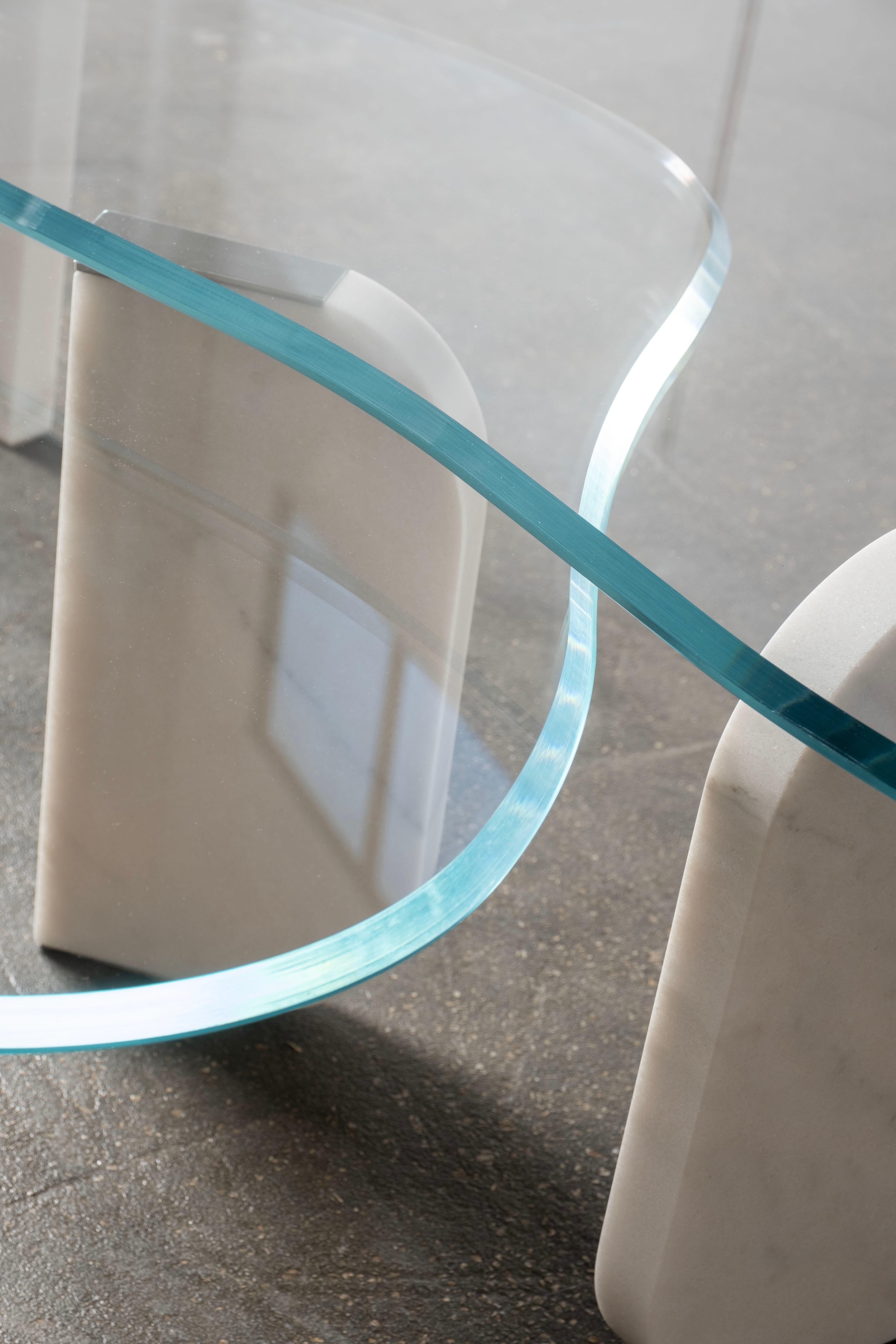 Table basse gigogne du milieu du siècle Dornes Set/2, verre, marbre, Greenapple en vente 1
