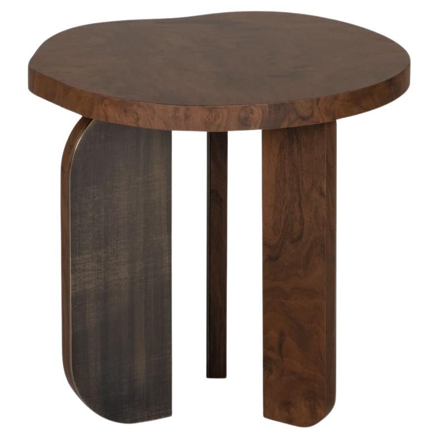 Mid-Century Modern Dornes Side Table, Walnut Brass, Handmade by Greenapple