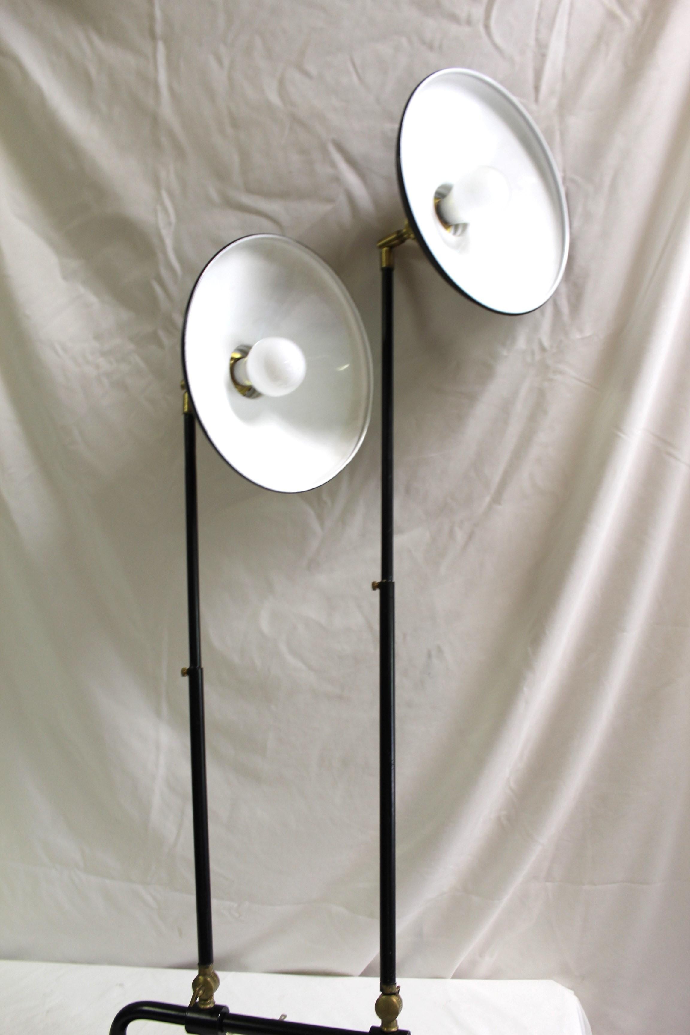 Powder-Coated Mid Century Modern Double adjustable Sconce For Sale