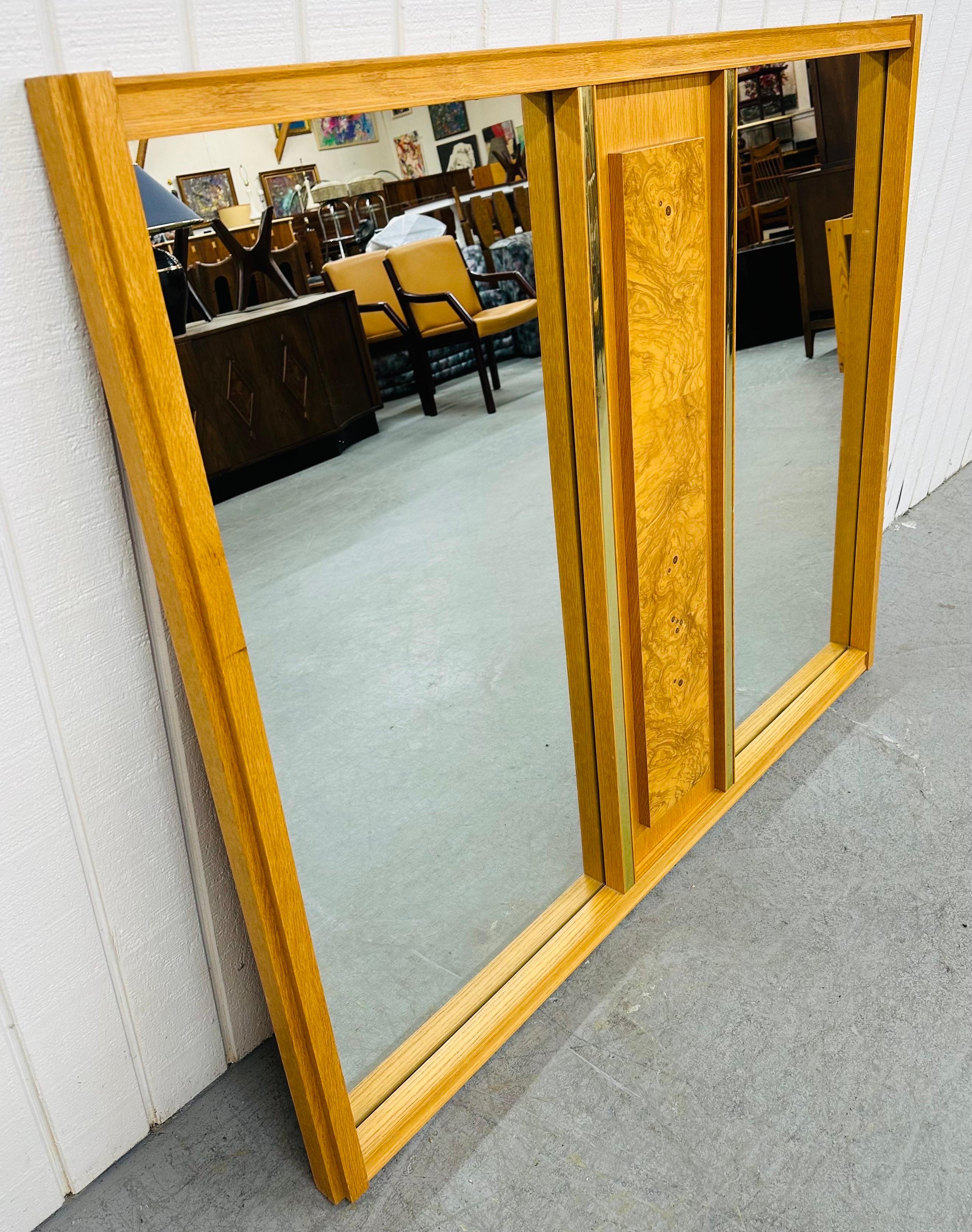 Canadian Mid-Century Modern Double Burled Wood Wall Mirror For Sale