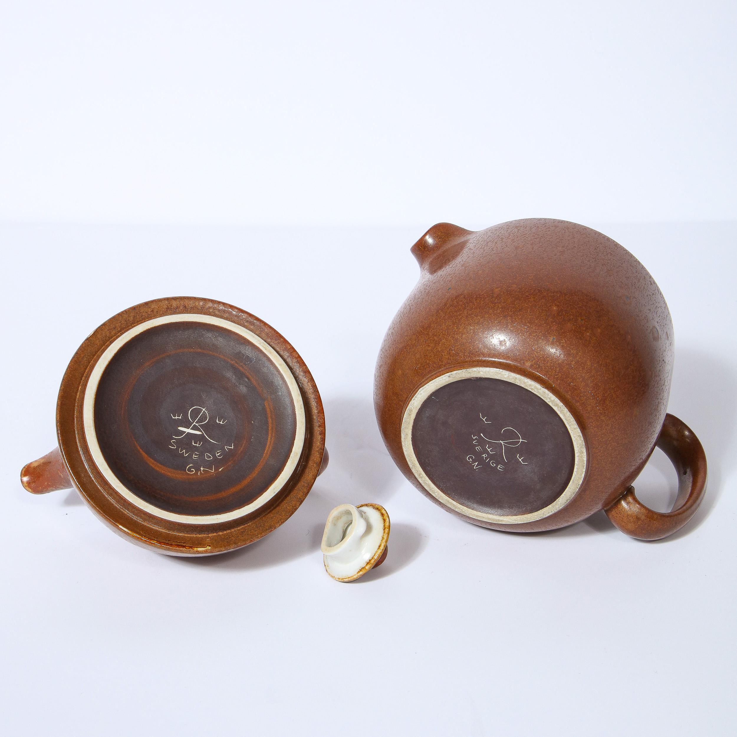 Théière double en céramique mi-siècle moderne de Gunnar Nylund pour Rörstrand en vente 3