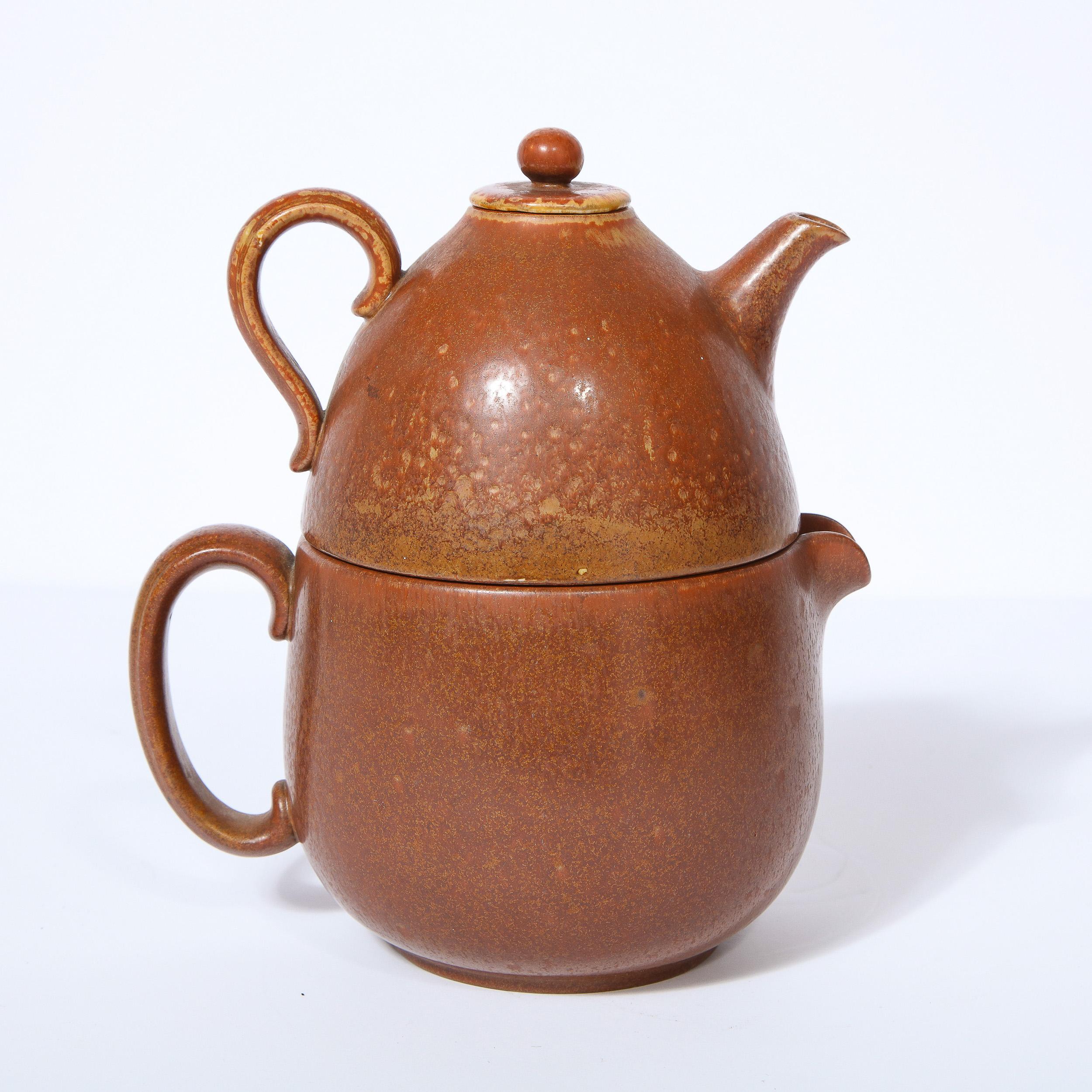 Mid-Century Modern Double Ceramic Teapot by Gunnar Nylund for Rörstrand In Excellent Condition For Sale In New York, NY