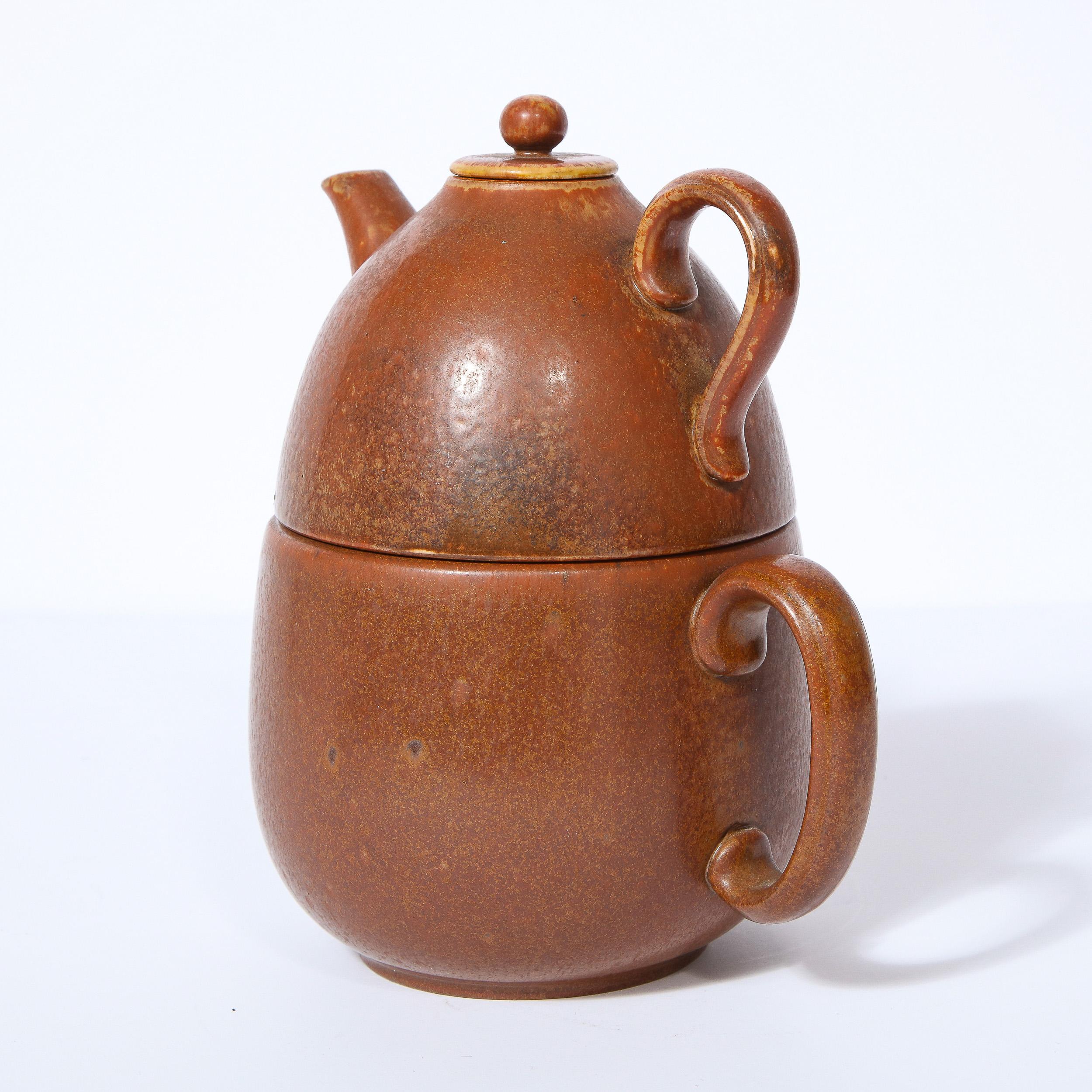 Mid-Century Modern Double Ceramic Teapot by Gunnar Nylund for Rörstrand For Sale 1