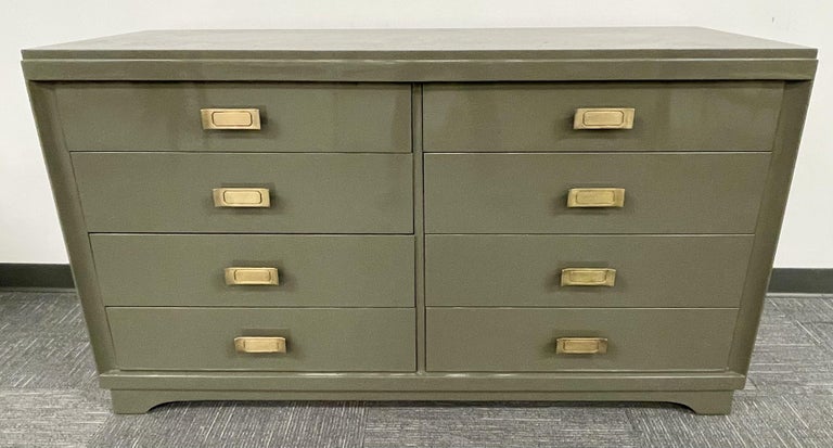 Mid Century Modern Double Chest, Commode or Dresser, Olive Green Lacquered  at 1stDibs | olive green dresser, mid century modern dresser green, sage green  dresser