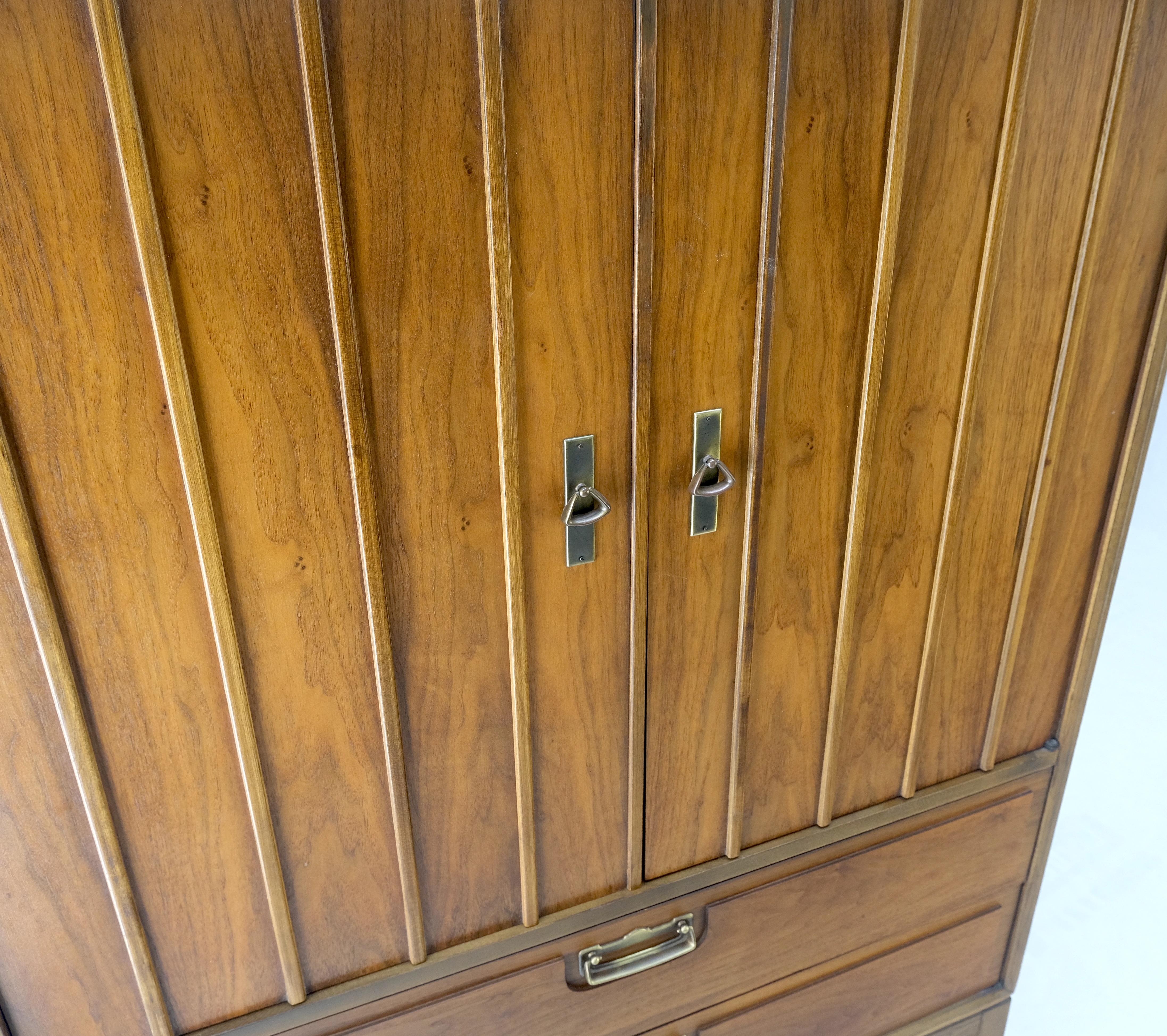 Lacquered Mid-Century Modern Double Door Compartment Walnut Gentleman's Chest Dresser MINT For Sale