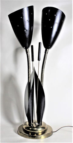 Lampe de bureau ou de table mi-siècle moderne à double col de cygne Calla Lily ou queue de chat