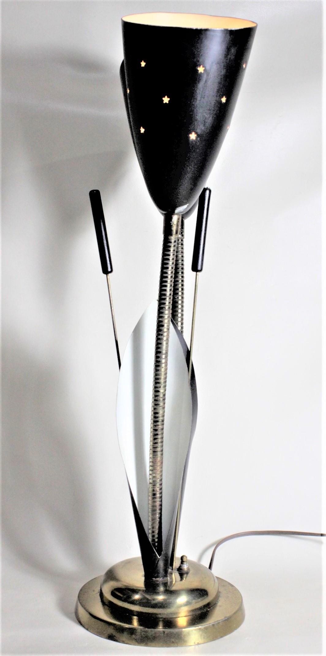 Metal Mid-Century Modern Double Gooseneck Calla Lily or Cattail Table or Desk Lamp For Sale