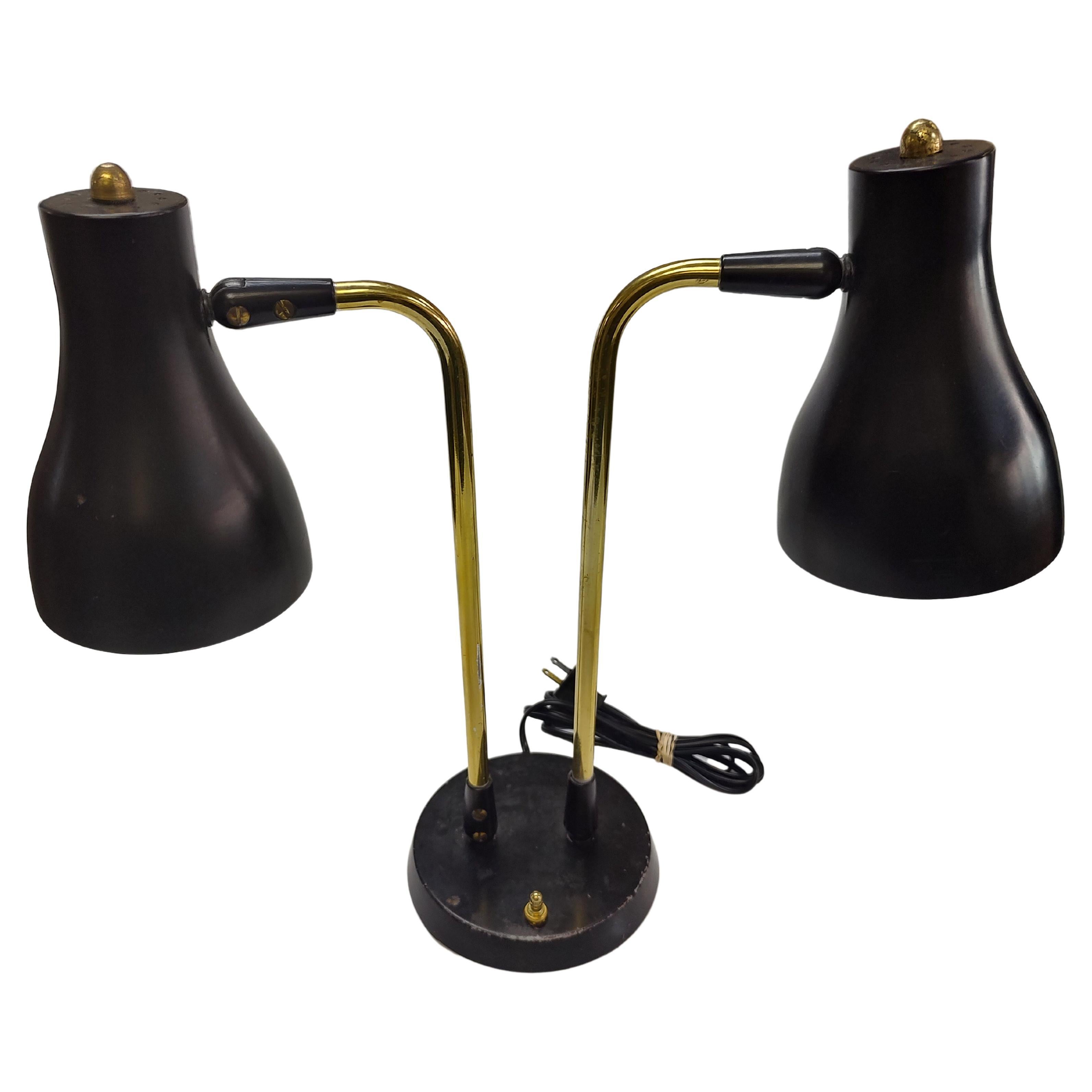 Mid-Century Modern Nessen Double Headed Desk Table Lamp For Sale at 1stDibs  | double head desk lamp, double head table lamp, double headed desk lamp