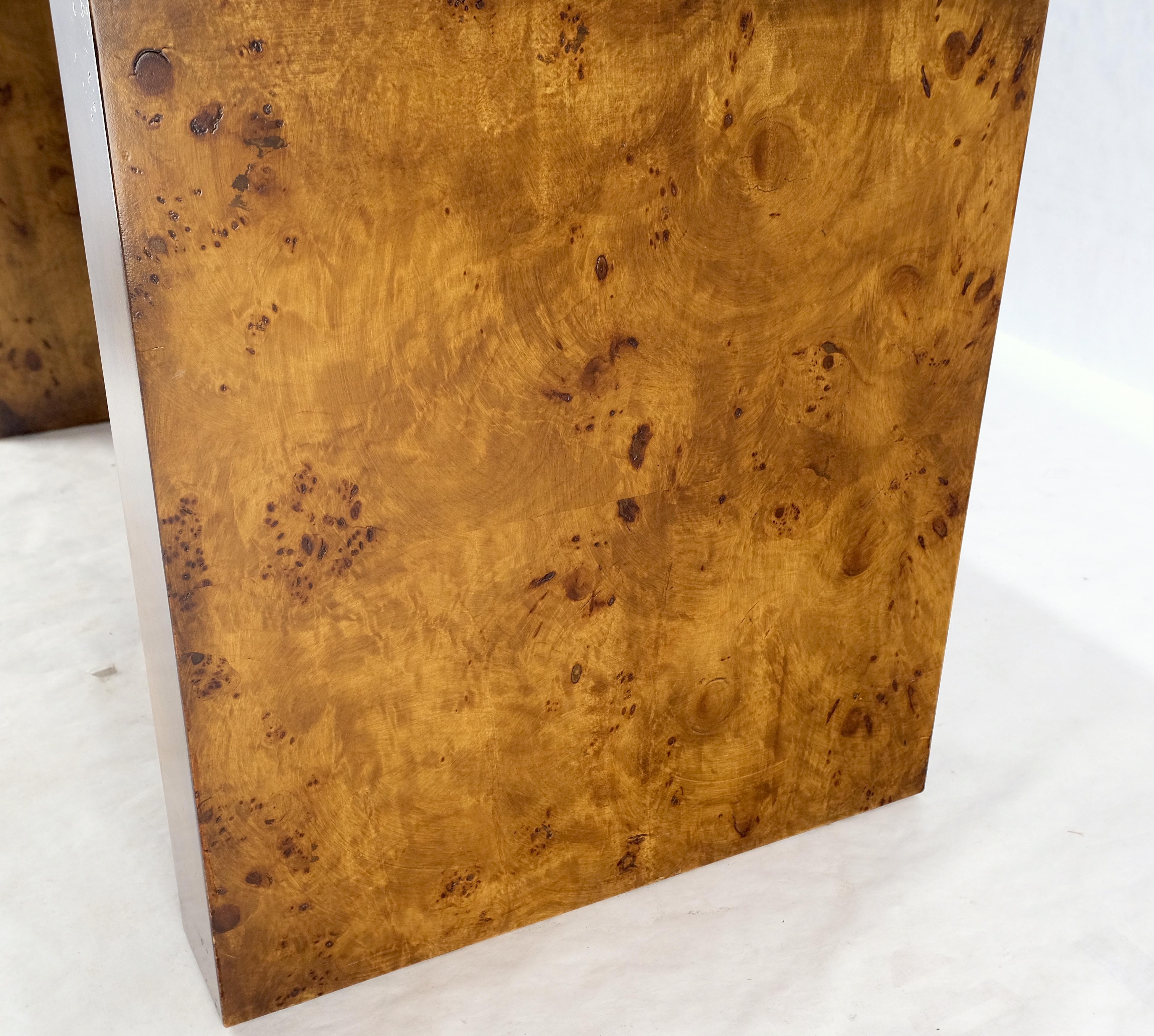 Mid-Century Modern Double Pedestal Honey Tone Burl Wood High Gloss ...