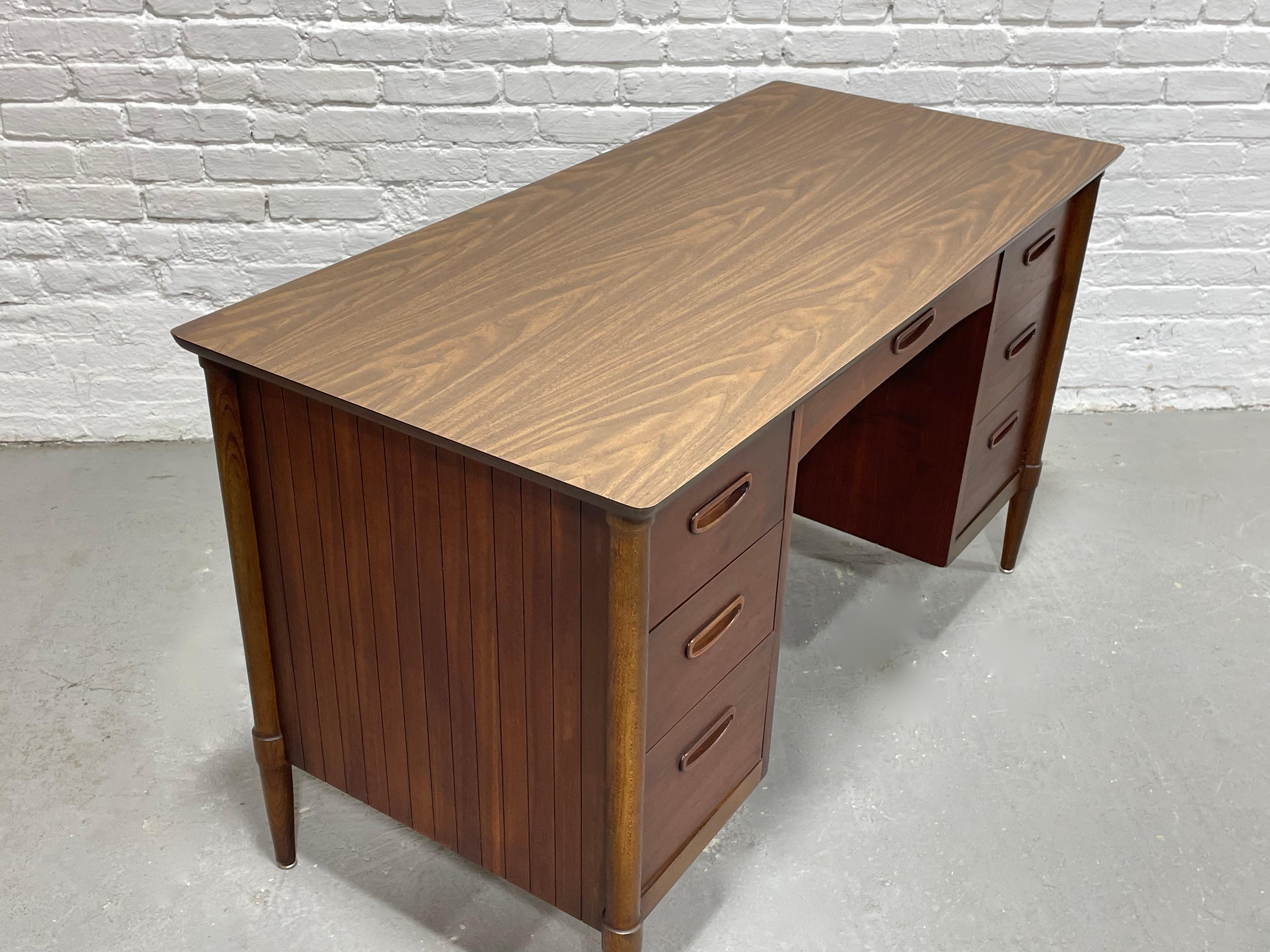 Mid Century MODERN Double-Sided WALNUT DESK by Lane Furniture, c. 1960's 2